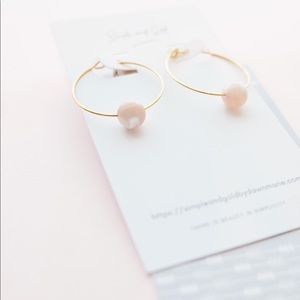 Pink and Gold Hoops - Pink Hoop Earrings  - Pink Hoops - Beaded Earrings